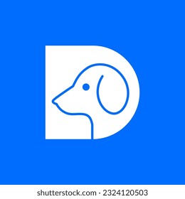 letter D dog pets minimal modern mascot logo vector icon illustration