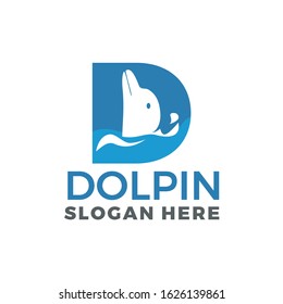 Letter D and dolphin logo