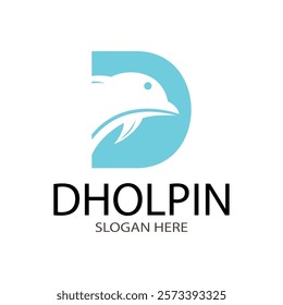 letter d dolphin logo design, suitable for company logos