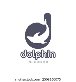 Buchstabe d und Delphin Logo Icon Design für Unternehmen, Marke oder Geschäft. Vektor