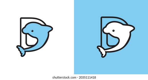 Letter D with dolphin logo, suitable for your media, entertaiment,