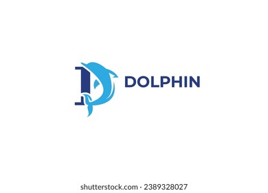 letter d dolphin vector template logo design