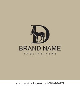 Letra D Donkey Logo Ícone modelo vetorial
