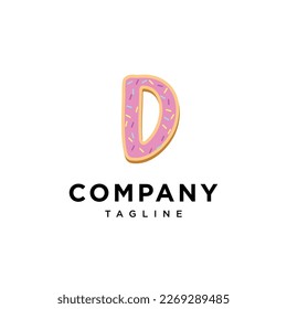 Letter D Donut cake icon logo template