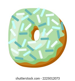 Letra d en ilustración vectorial de tipo donut. Diseño de letra alfabética de donut de chocolate o galleta con hielo. Comida, postre, concepto tipográfico para panadería o café