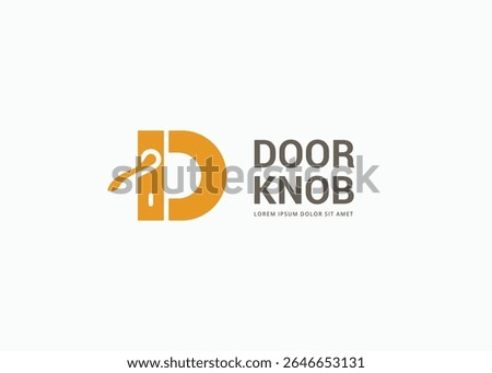 Letter D with door handle minimal logo design. D monogram hotel, apartment, real estate logo icon vector illustration