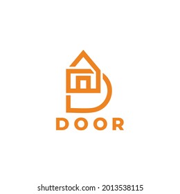 letter d door house shape geometric simple logo vector