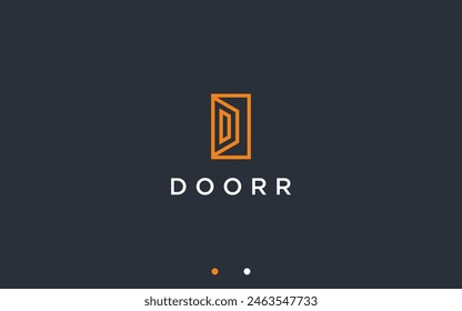 letter d with door logo design vector silhouette illustration