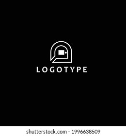 Letter D with door negative space logo design template. Universal vector icon. Modern logotype symbol