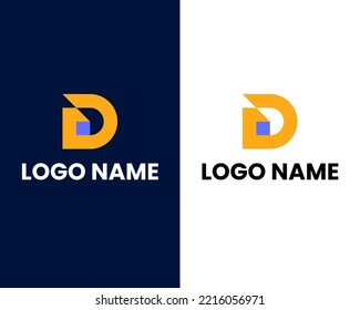 letter d with dot modern logo design template
