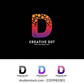 Letter D with dots logo vector design. Vector alphabet Illustration of a Colorful  logotype with Bubbles. Suitable for business, technology, poster, initial name 