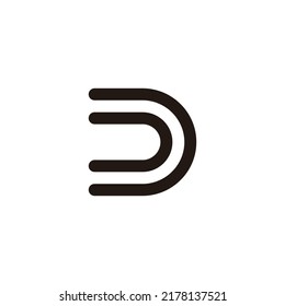 Letra D doble, curva símbolo geométrico simple vector de logotipo