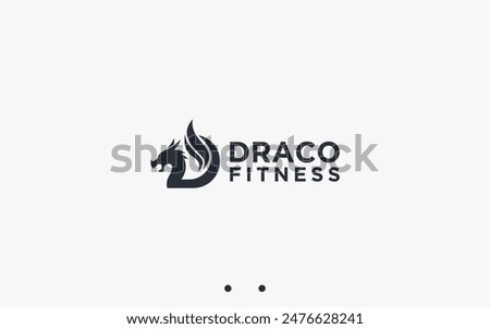 letter d with dragon logo design vector silhouette illustration