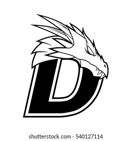 Letter D + Dragon Logo Vector