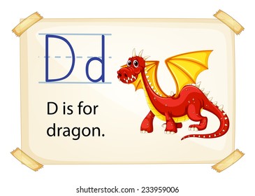 A letter D for dragon on a white background 