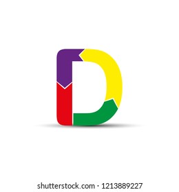 letter D is drawn from four colored arrows