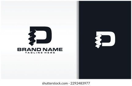 Vector de diseño de logotipo de bit de detalle de letra D