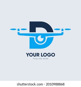Letter D Drone Logo Design Vector Icon Graphic Emblem Illustration 