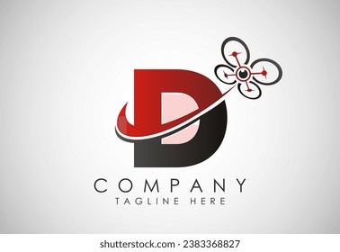 Letter D drone logo design vector template. Drone technology logo sign symbol