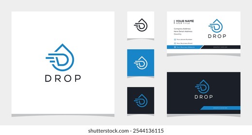 Letter D Drop Logo Design. Business Card Vector Template