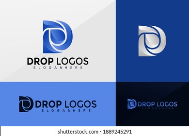 Vector de logotipo de la letra D Drop, diseño de logotipos de identidad de marca, logotipo moderno, diseño de logotipos y plantilla de ilustración vectorial