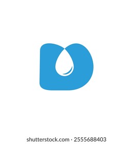 letter d drop water blue fresh symbol logo vector 