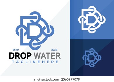 Letter D Drop Water Logo Icon Vector Design Illustration