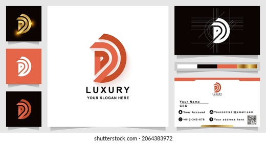 Letter D or DU monogram logo template with business card design