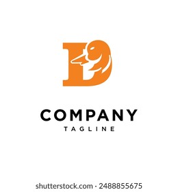 Letra D Cabeza de Pato Logo Icon Vector