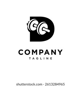 Letter D Dumbbell Logo Icon Vector