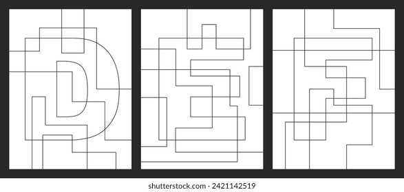 Letter D, E and F geometric shapes vector for children coloring book