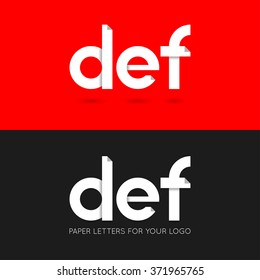 letter D E F logo paper set background