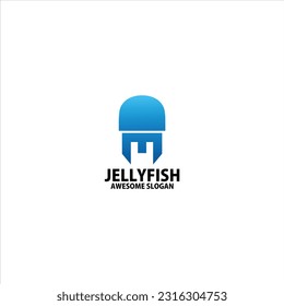letter d e with jellyfish logo design gradient color