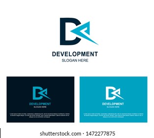 Letter D and E logo icon. Letter D vector element. Modern blue logo template isolated on a white background. Suitable for business logo