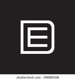 letter D and E monogram square shape logo white black background