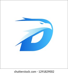 Letter D Eagle Head logo