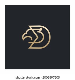 Letter D Eagle Logo , Initial Premium Design
