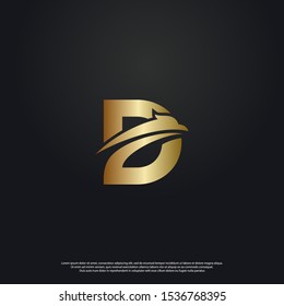Letter D eagle luxury Logo icon monogram design. Vector graphic design template element. black background.