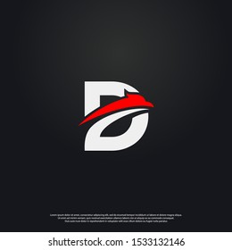 Letter D eagle modern Logo icon monogram design. Vector graphic design template element. black background.