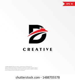 Letter D with eagle negative space logo design template. Colorful creative sign. Universal vector icon. Modern logotype symbol