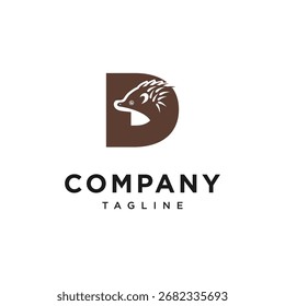 Letra D Echidna Ícone do logotipo Vetor