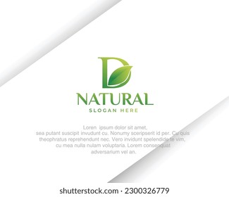 Letter D eco green Logo with leaves