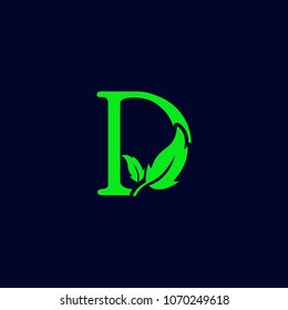 letter D eco leaf logo template