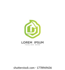 Letter D eco leaf logo icon design template elements