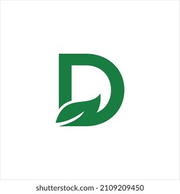 Letter D eco leaves icon design template in vector format, combining nature-inspired elements with modern style—perfect for eco-friendly brands, organic products, sustainability, and green business lo