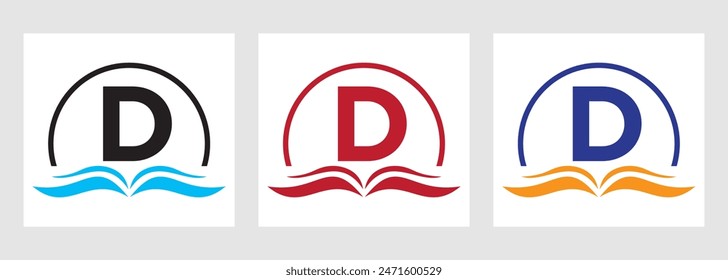 Letter D Education Logo Book Concept. Training Career Sign, University, Academy Graduation Logo Design