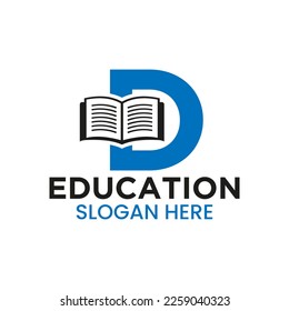 Letter D Education Logo Concept With Open Book Icon Template
