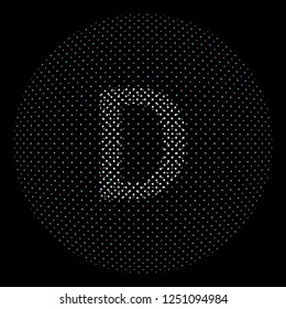 Letter D effect halftone symbol particles technology and communications vector