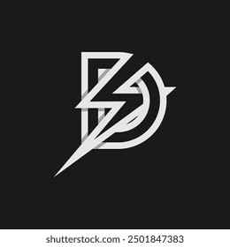 letter D electric logo, tunder bolt design logo template, vector illustration