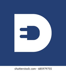 letter D and electric symbol. vector logo.